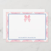 お子様向けクラシックピンクギンガムギフト ノートカード (正面/裏面)