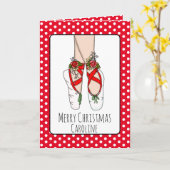 お子様向けバレエシューズのクリスマスカード カード (黄色い花)