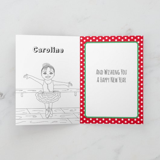 お子様向けバレエシューズのクリスマス カード (内部)