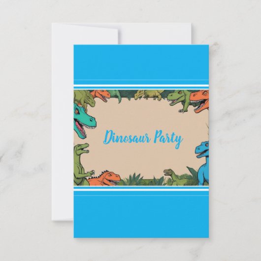 お子様向け恐竜パーティーお礼カード（名入れ） サンキューカード (正面)