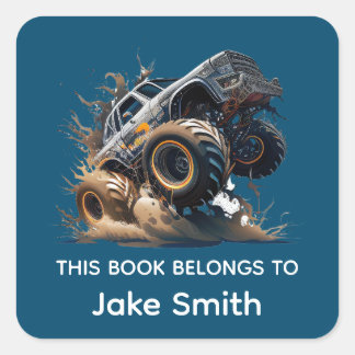 お子様専用のモンスタートラックステッカー スクエアシール