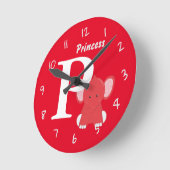 お子様専用の赤い丸い時計 ラウンド壁時計 (傾斜)
