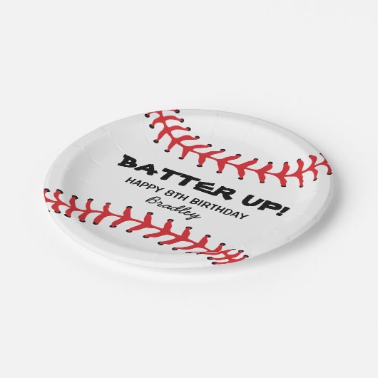 お子様専用の野球の誕生日プレート ペーパープレート (アングル)