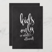 お子様専用テーブル お手頃なチョークボード結婚式看板 招待状 (正面/裏面)