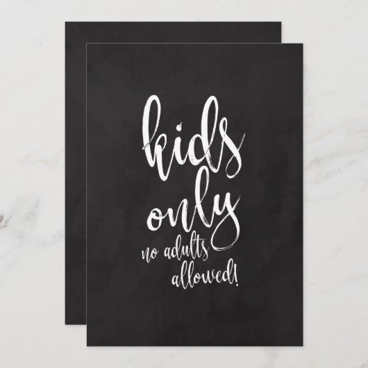 お子様専用テーブル お手頃なチョークボード結婚式看板 招待状 (正面/裏面)