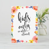 お子様専用テーブル お手頃価格のボヘミアンフラワーウェディングサイン 招待状 (スタンド正面)