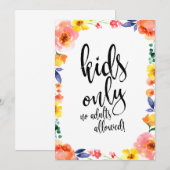 お子様専用テーブル お手頃価格のボヘミアンフラワーウェディングサイン 招待状 (正面/裏面)