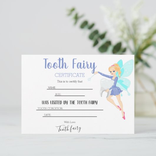 お子様専用 青い歯の妖精証明書 サンキューカード (スタンド正面)