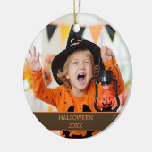 お子様 孫 ハロウィン 写真 名前 日付 セラミックオーナメント (左)
