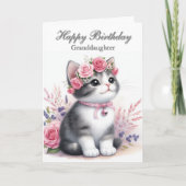 お孫さんお誕生日おめでとう かわいい子猫 カード (正面)