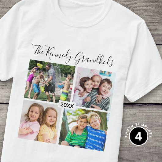 お孫さんの写真入り グランドペアレンツ 4 枚の写真入りグッズを作ろう Tシャツ