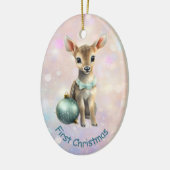 お孫さんの初めてのクリスマス 子猫 セラミックオーナメント (左)