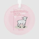 お孫さんの洗礼 ピンクの子羊 名前と日付 オーナメント (裏面)