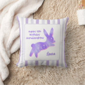 お孫さんの誕生日に! かわいいパープルのうさぎ オーダーメイド  クッション (ブランケット)