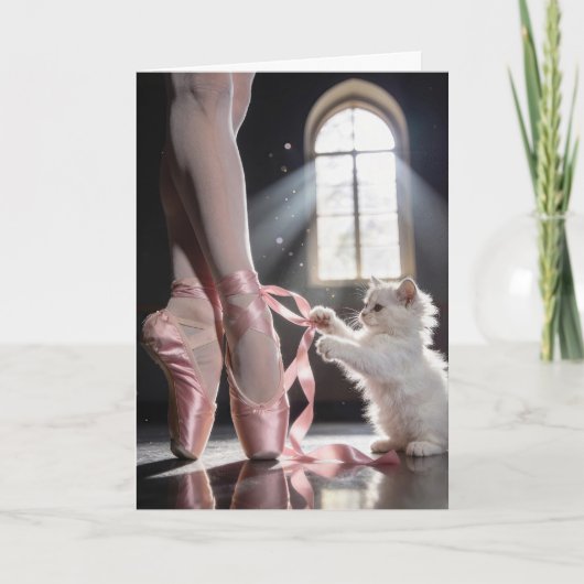 お孫さんの誕生日に バレリーナと子猫 カード (正面)