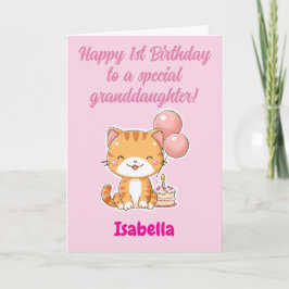 お孫さんの1歳の誕生日おめでとう、かわいい子猫 カード