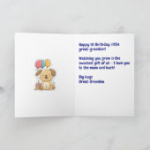 お孫さんの1歳の誕生日おめでとう、子犬、カード カード (内部)