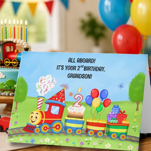 お孫さんの2歳の誕生日おめでとう 誕生日電車 カード