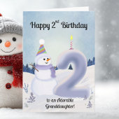 お孫さんの2歳の誕生日おめでとう 雪だるまを作ろう カード