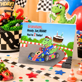 お孫さんの2歳の誕生日 ダイナソーレースカー用準備はいいですか カード