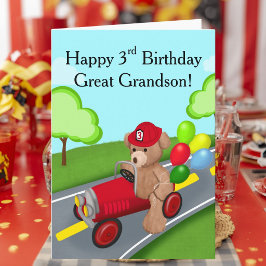 お孫さんの3歳の誕生日おめでとう クマの消防車 カード