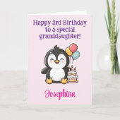お孫さんの3歳の誕生日おめでとう、ペンギン カード (正面)