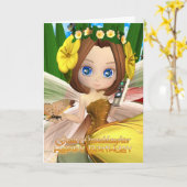 お孫様素晴らし誕生日カード(月切り) カード (黄色い花)