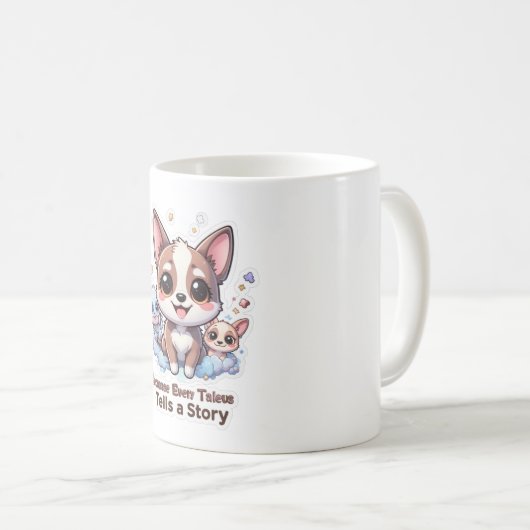 お守り人形がキュートな引用文 コーヒーマグカップ (正面右)