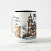 お宝を探して幸せな父の日 ツートーンマグカップ (正面左)