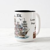 お宝を探して幸せな父の日 ツートーンマグカップ (正面右)