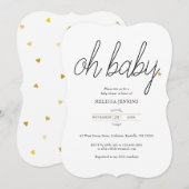 お宝ベイビー ゴールド ラブ ハート ベイビーシャワー / スプリンкл 招待状 (正面/裏面)