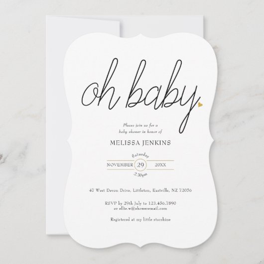 お宝ベイビー ゴールド ラブ ハート ベイビーシャワー / スプリンкл 招待状 (正面)