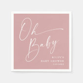 お宝ベイビー スクリプト モダン ダスティ ピンク ベイビー シャワー スタンダードカクテルナプキン (正面)