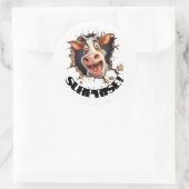 お客おもしろい様に驚きを叫ぶ牛 ラウンドシール (バッグ)