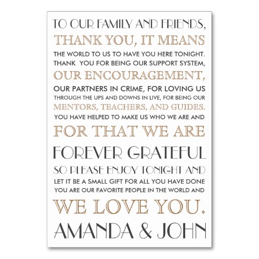 お客さま結婚に感謝 テーブルナンバー (正面)