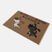 お客はみな、犬に認めてもらわなくてはならない、素敵な ドアマット (アングル)