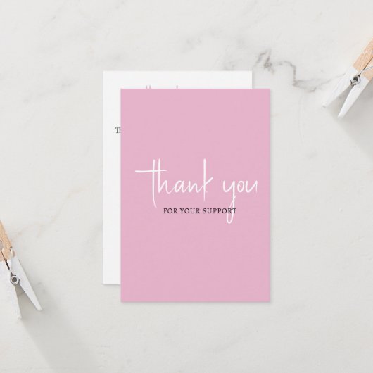 お客シンプル様のためのサンキューカードピンク。 カード (正面/裏面インサイチュ)