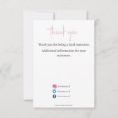 お客シンプル様のためのサンキューカードピンク。 カード (裏面)