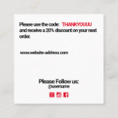 お客ミニマル様に感謝 スクエア名刺 (裏面)