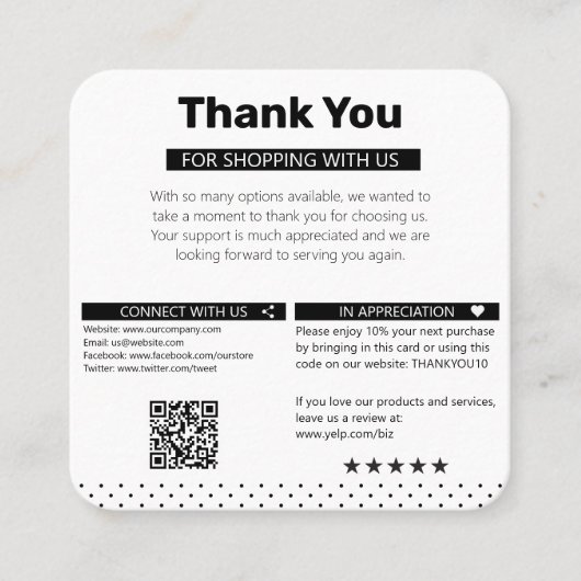 お客モダン様お礼の名刺 スクエア名刺 (正面)