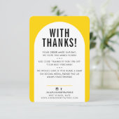 お客様ありがとうモダンアーチブライトイエローブラック サンキューカード (スタンド正面)