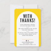 お客様ありがとうモダンアーチブライトイエローブラック サンキューカード (正面)