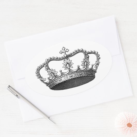 お客様がパーソナライズしたシルバークラウンギフトアイテム 楕円形シール (封筒)