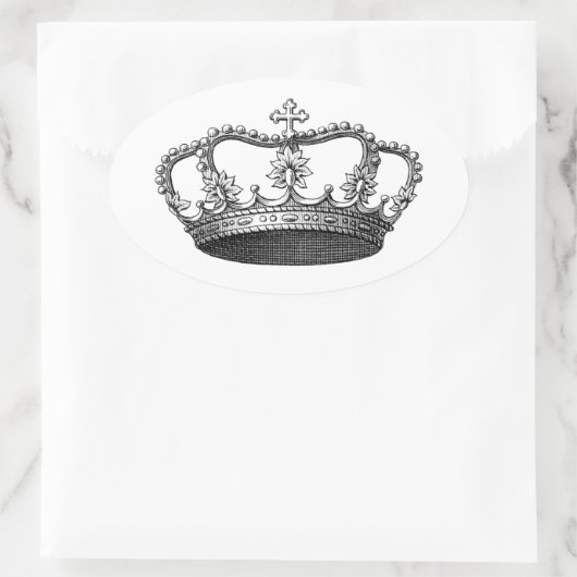 お客様がパーソナライズしたシルバークラウンギフトアイテム 楕円形シール (バッグ)