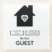 お客様としてお過ごしください WIFI 情報 パスワード ホテル インテリア ガラスコースター (正面)