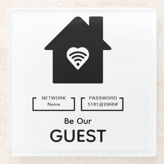 お客様としてお過ごしください WIFI 情報 パスワード ホテル インテリア ガラスコースター (正面)