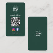 お客様との接続 |ソーシャルメディアQRコードエメラルド 名刺 (正面/裏面)
