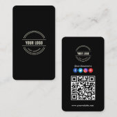 お客様との接続 |ソーシャルメディアQRコードブラックブシン 名刺 (正面/裏面)