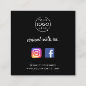 お客様との接続 |ソーシャルメディアQRコードブラック スクエア名刺 (正面)