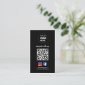 お客様との接続 |ソーシャルメディアQRコードブラック 名刺 (スタンド正面)